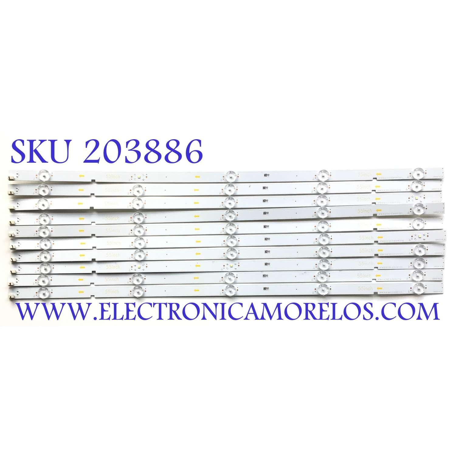 KIT DE LEDS PARA TV SONY (10 PZ) / NUMERO DE PARTE LB55157 V0_02 / LS55D / LS322 / M2GBA7 / 17474 / PANEL SD550DUA-6 / MODELO KD-55X75K / KD55X75K